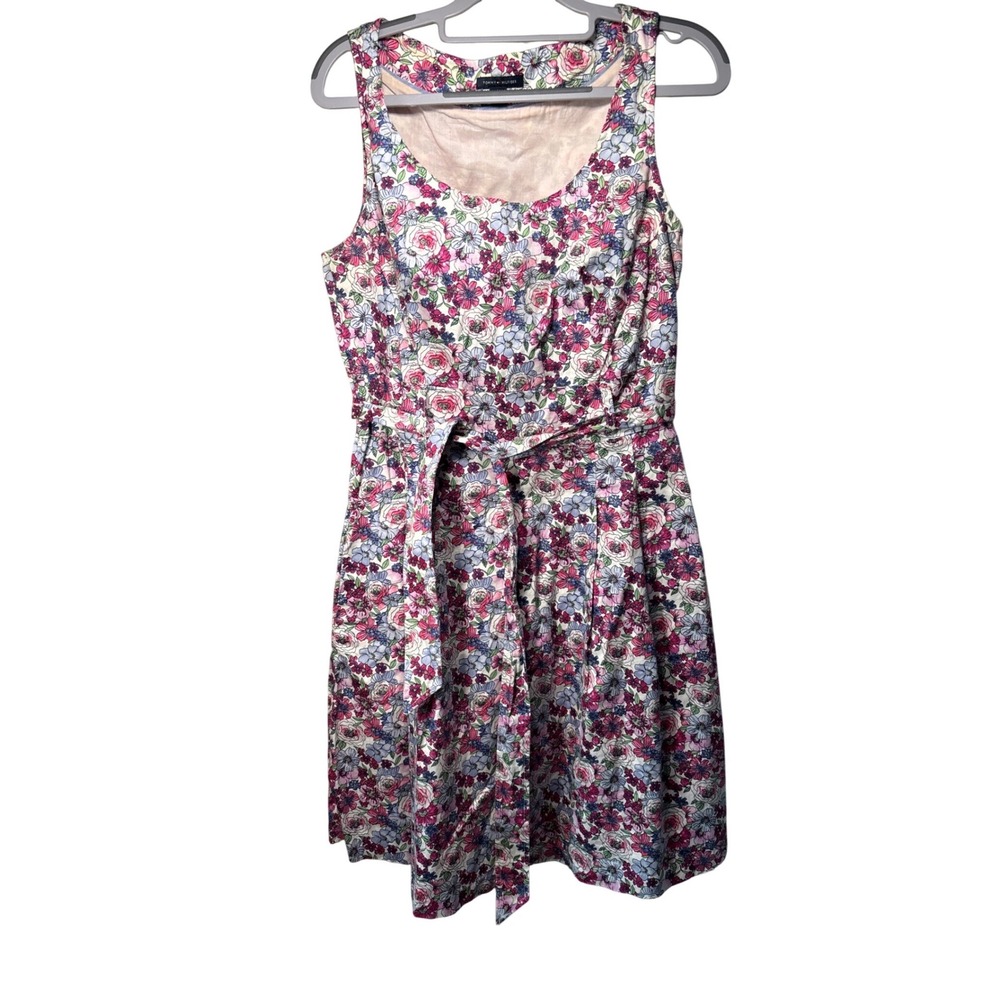 Tommy Hilfiger Floral Fit and Flare Dress Womens Size 6 Sleeveless Belted